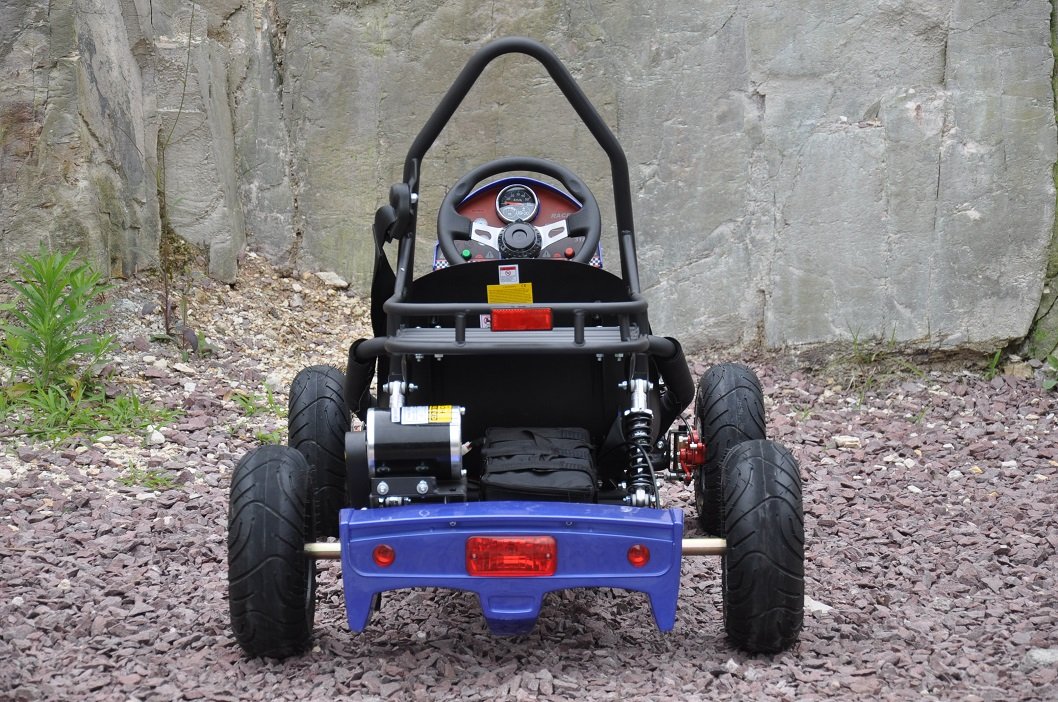 Kart Eléctrico 500W 36V Azul Vista Trasera