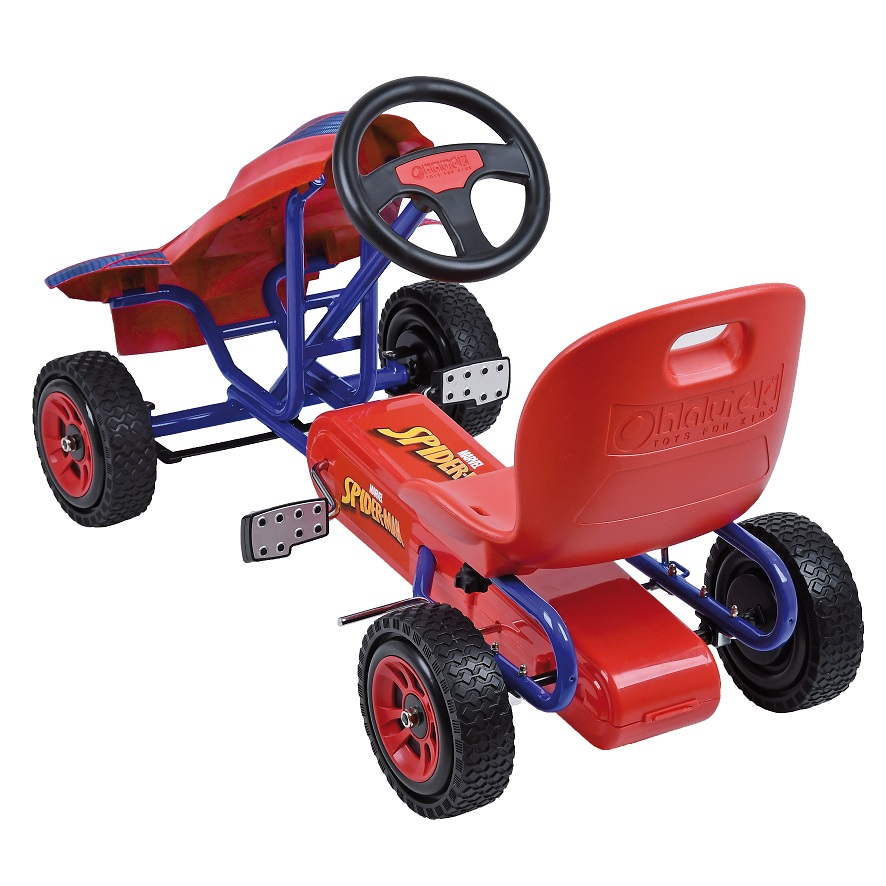 Go Kart à Pédales Spiderman 89cm X 52cm - Cadre Acier Bleu Vert Gris Noir