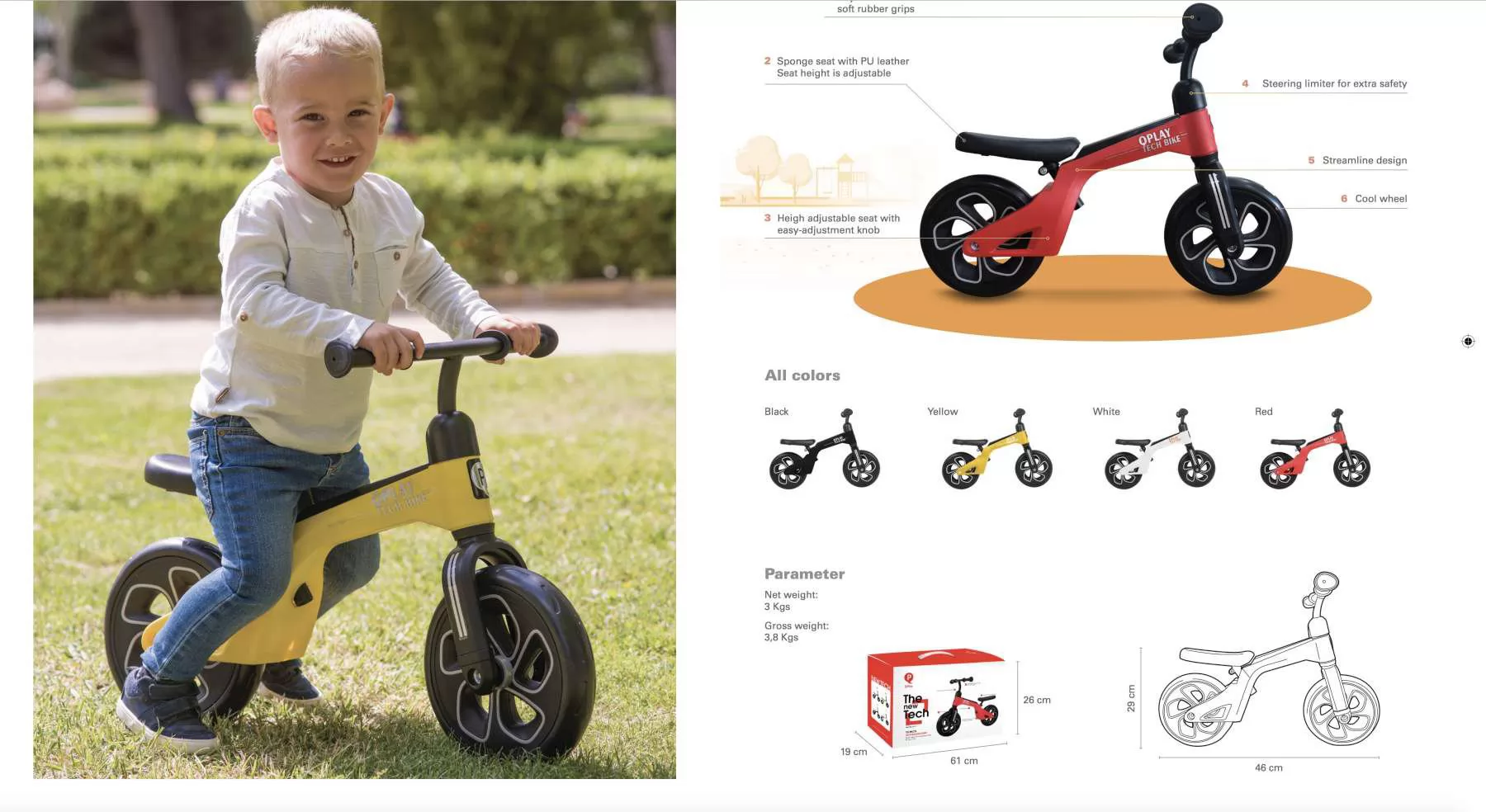Bicicleta evolutiva QPlay Balance 10 pulgadas Roja - info