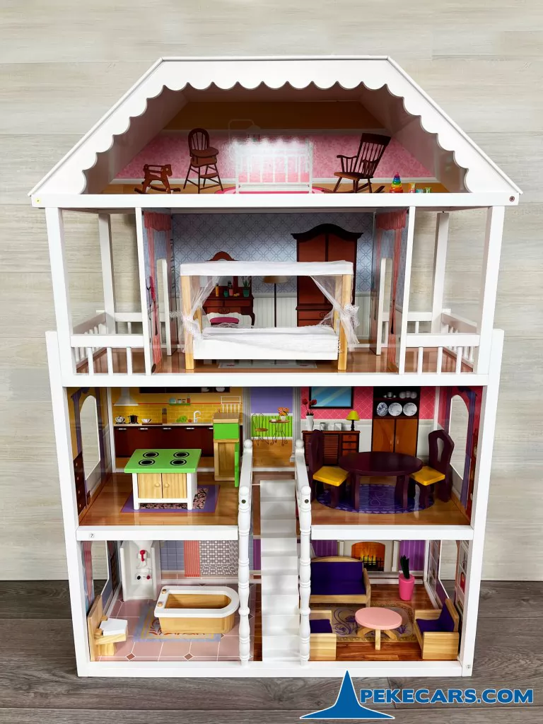 casa de muñecas madera campo luces