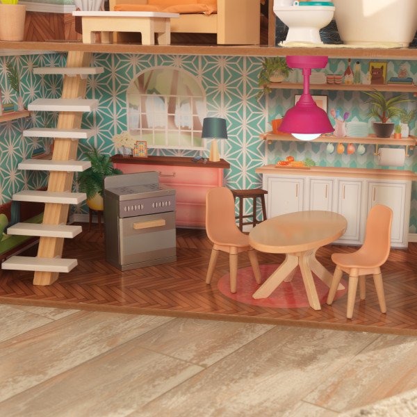 Detalla cocina con preciosa escalera de kidkraft casa dottie 65965