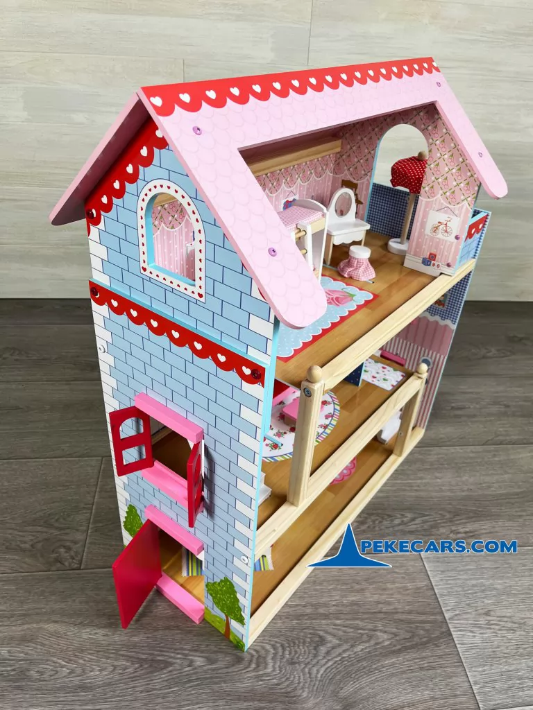 casa de muñecas de madera infantil colores pastel
