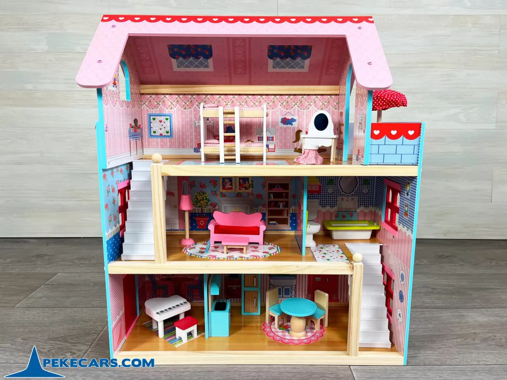 casa de muñecas madera infantil colores pastel