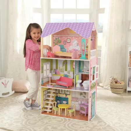 Kidkraft casa de muñecas poppy 65959 con niña encantada jugando