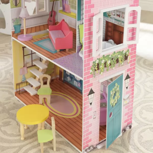 Vista lateral de la casa kidkraft de muñecas poppy 65959