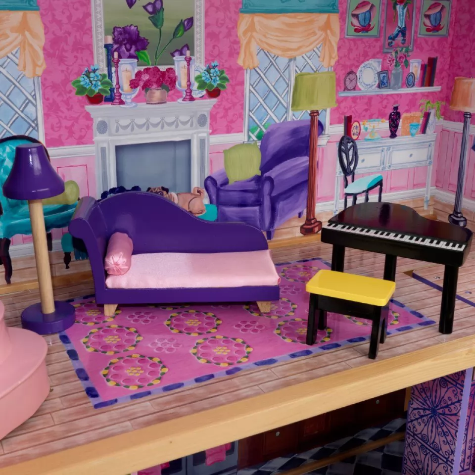 Detalle de varios accesorios de kidkraft la mansion de mis sueños 65082