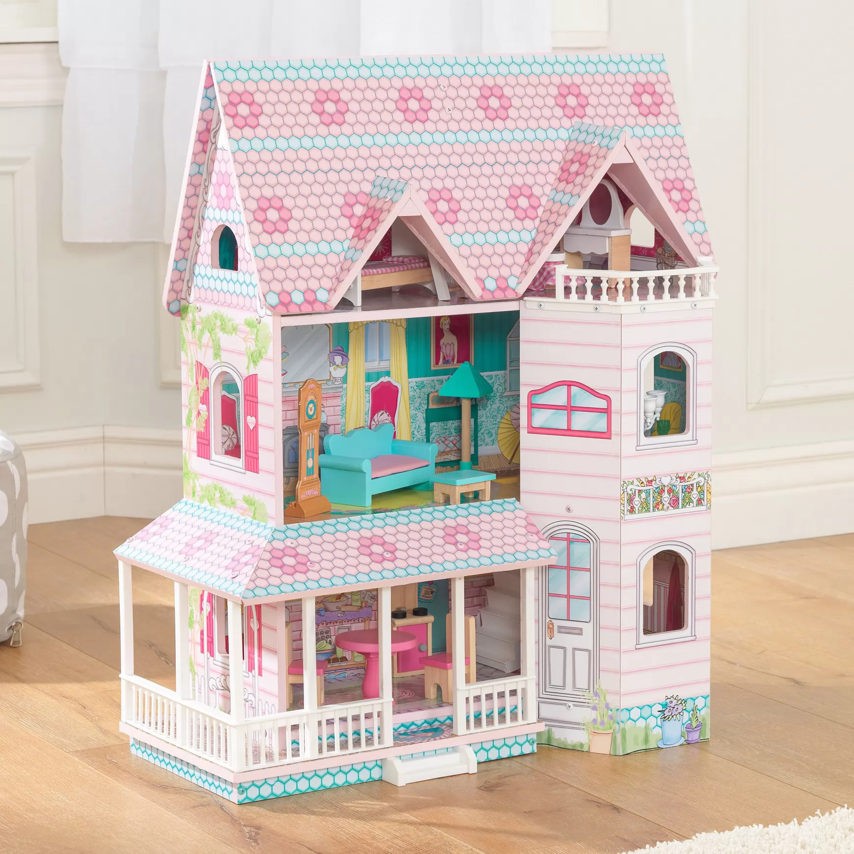 Preciosa imagen de la casa de muñecas kidkraft abbey manor 65941