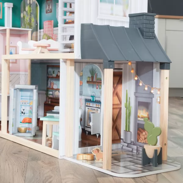 Kidkraft Casa De Muñecas Mansion Celeste 65979 - porche con luces