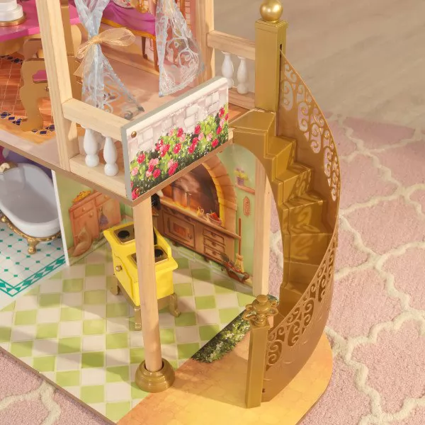 Detalle de la escalera de la casa de muñecas kidkraft disney princess royal celebration 65962