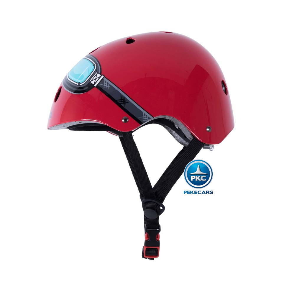 Casco para niños Retro Rojo Mediano con Gafas Pintadas interior acolchado