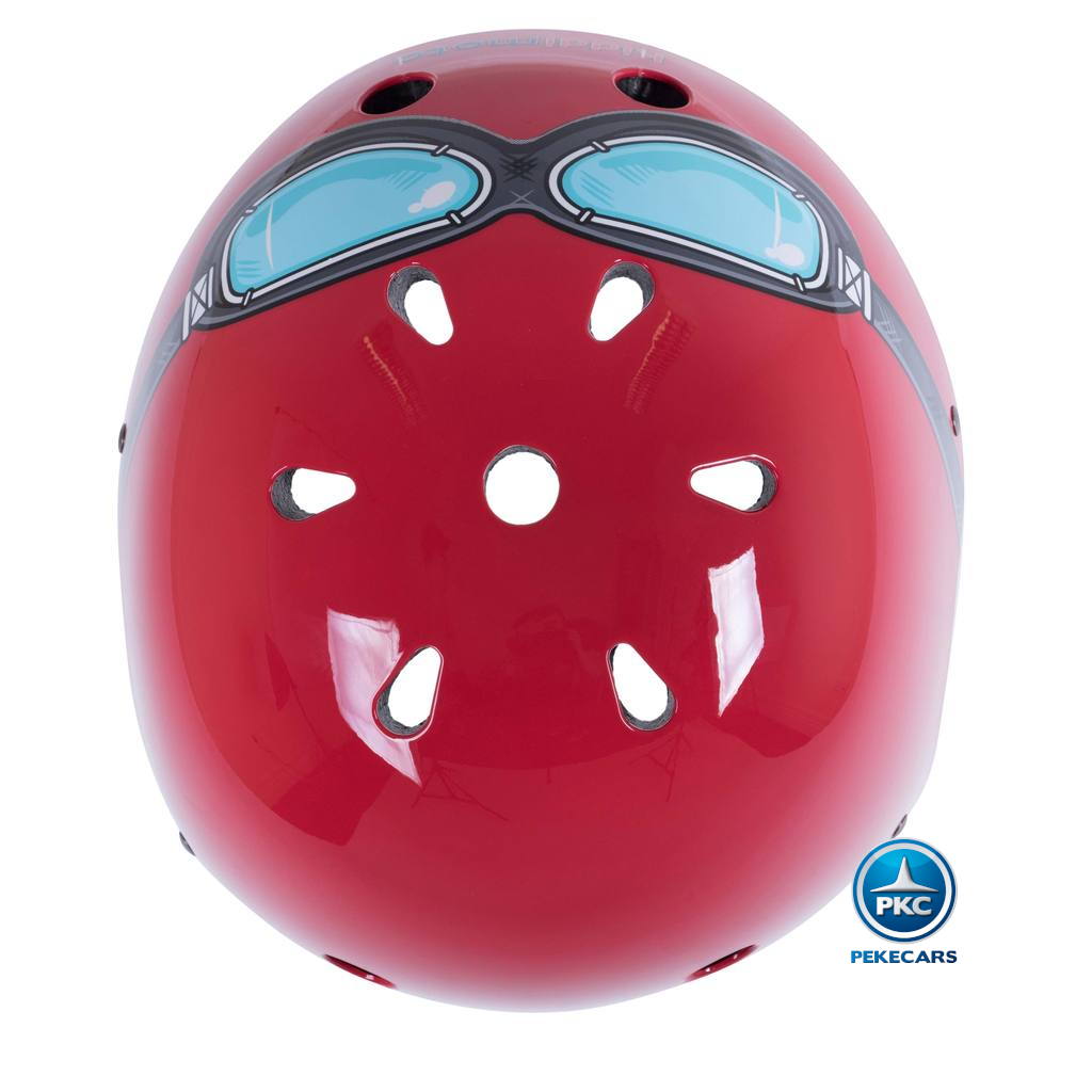 Casco para niños Retro Rojo Mediano con Gafas Pintadas con agujeros de ventilación