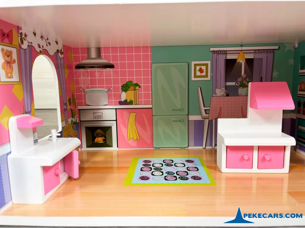 casa de las muñecas con luces y 8 accesorios
