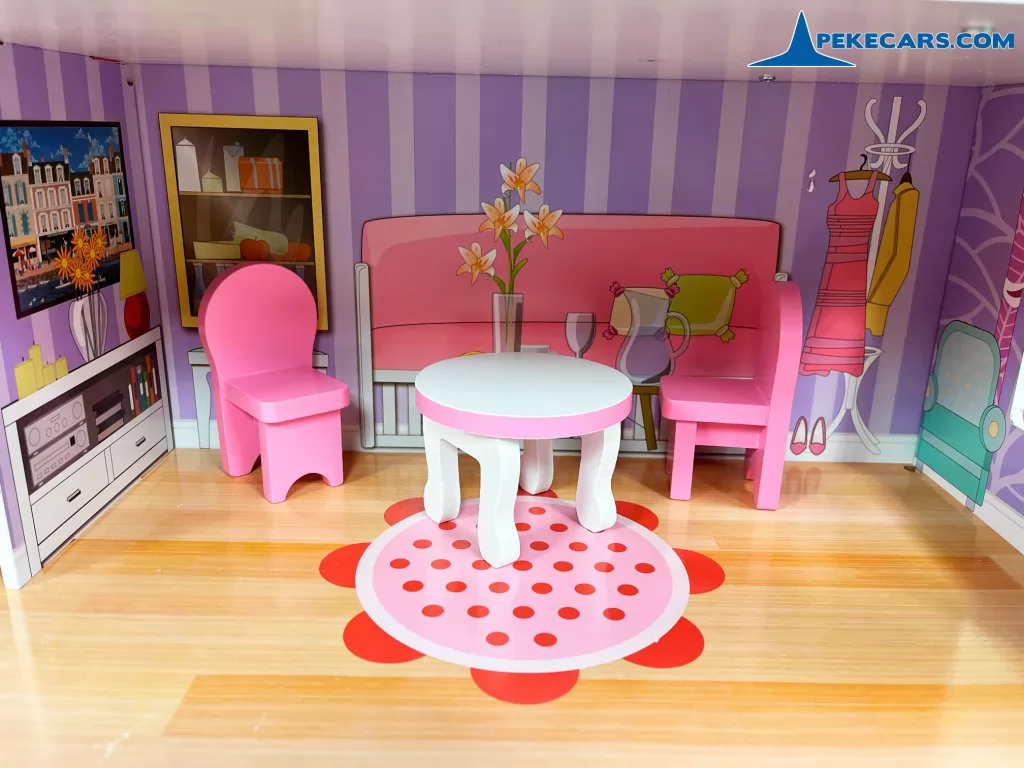 casa de muñecas para niñas con luces y 8 accesorios