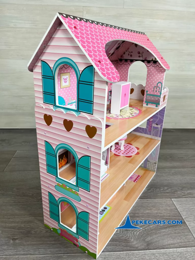 casa de muñecas grande con luces y 8 accesorios