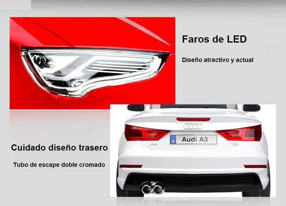 Pekecars audi A3 12V rojo con doble pedal