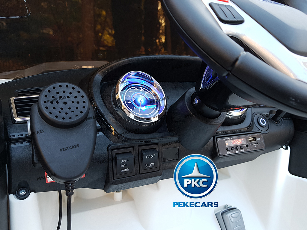 Coche eléctrico de Policia Blanco 12V 2.4G parte izquierda