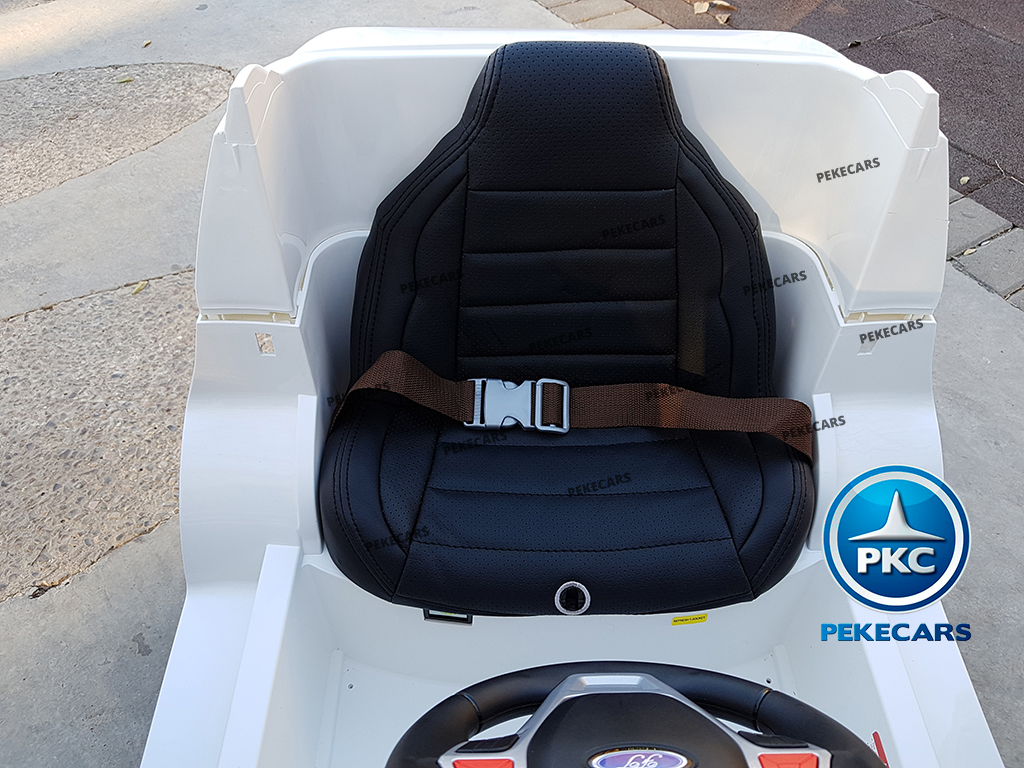 Coche eléctrico de Policia Blanco 12V 2.4G vista atrás