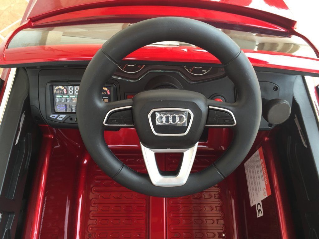 Coche electrico infantil Audi Q7 Facelift Rojo Metalizado volante con claxon y musica