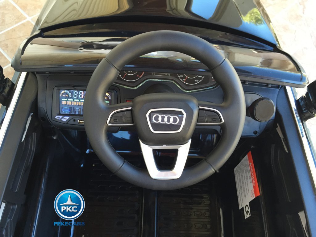 Coche electrico para niños Audi Q7 Facelift Negro volante con claxon y musica