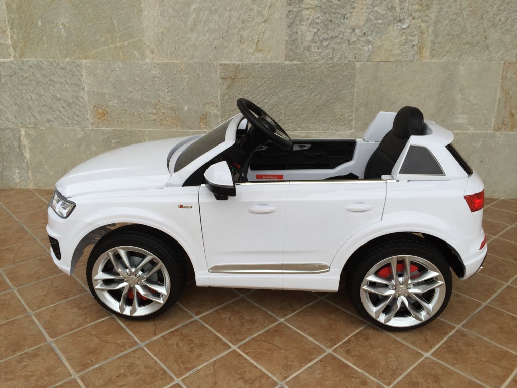 Coche electrico infantil Audi Q7 Facelift Blanco vista de lado