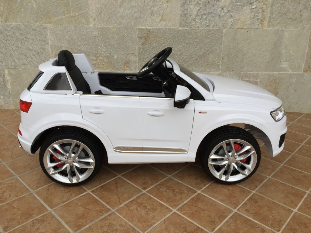Coche electrico infantil Audi Q7 Facelift Blanco vista lateras