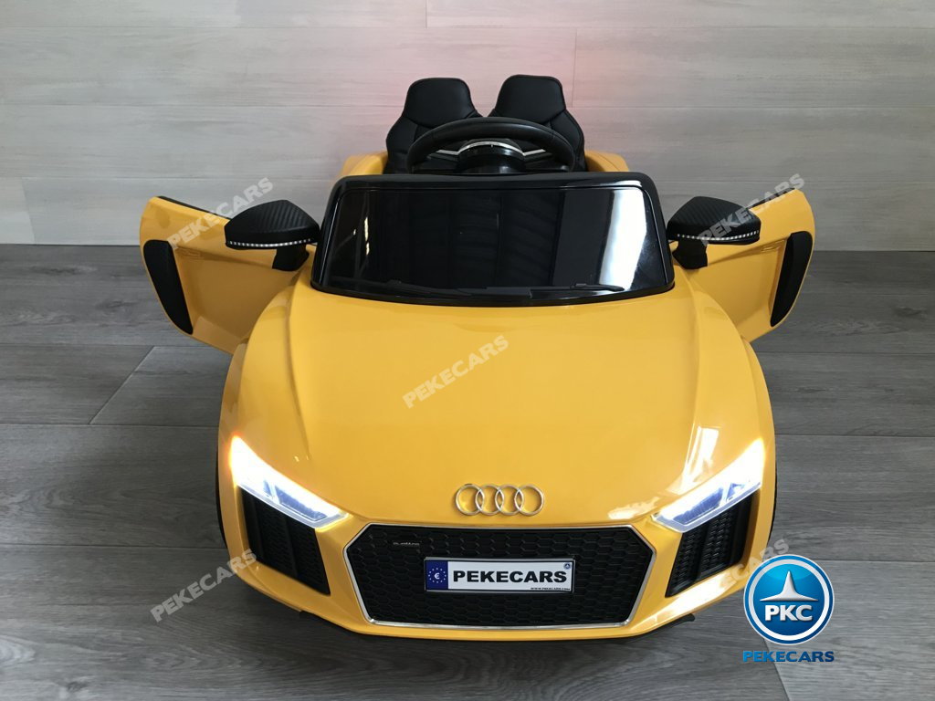 Coche electrico infantil Audi Little R8 Spyder Amarillo con apertura de puertas