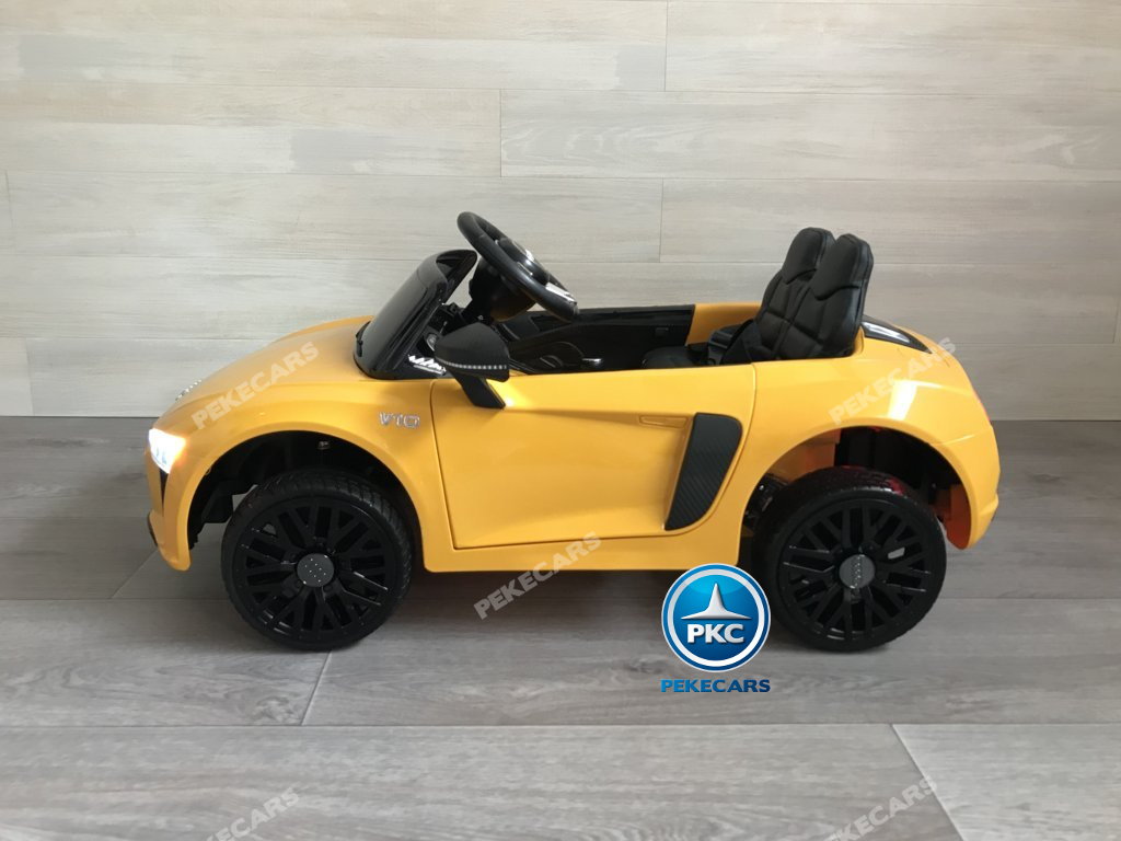 Coche electrico infantil Audi Little R8 Spyder Amarillo vista lateral