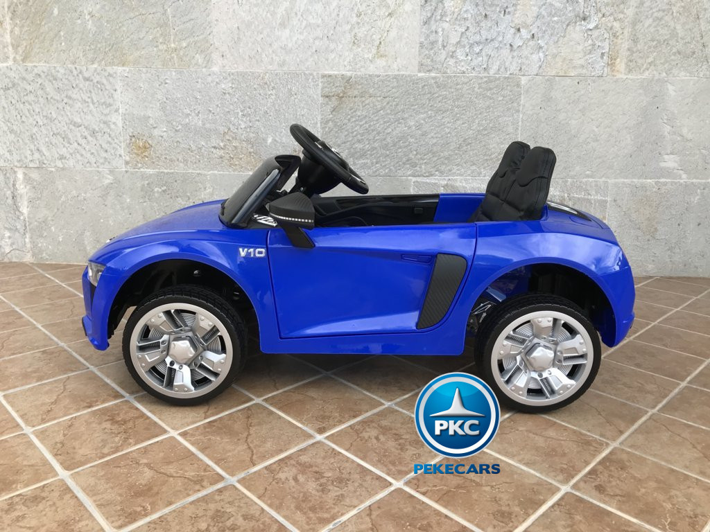 Coche electrico infantil Audi Little R8 Spyder Azul vista lateral