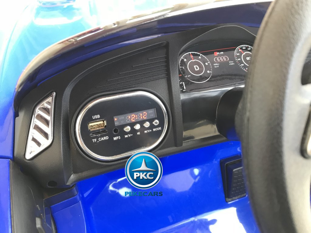 Coche electrico infantil Audi Little R8 Spyder Azul con conexion USB