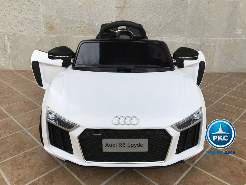 Coche electrico infantil Audi Little R8 Spyder Blanco con vista frontal