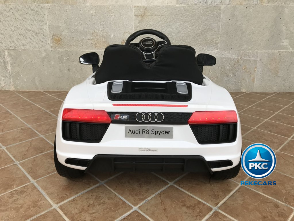 Coche electrico para niños Audi Little R8 Spyder Blancovista trasera