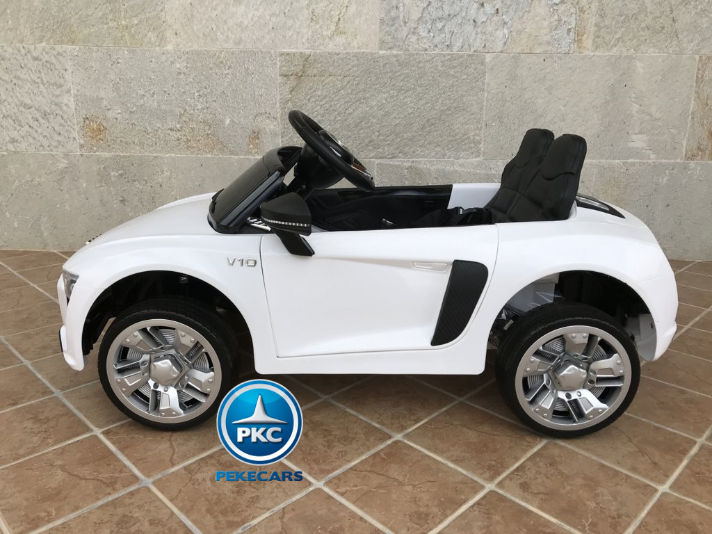 Coche electrico infantil Audi Little R8 Spyder Blanco vista lateral