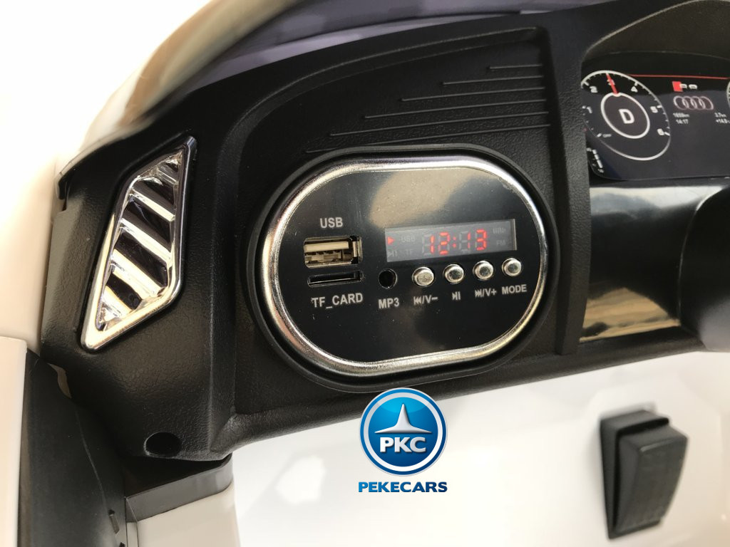 Coche electrico infantil Audi Little R8 Spyder Blanco con voltimetro digital