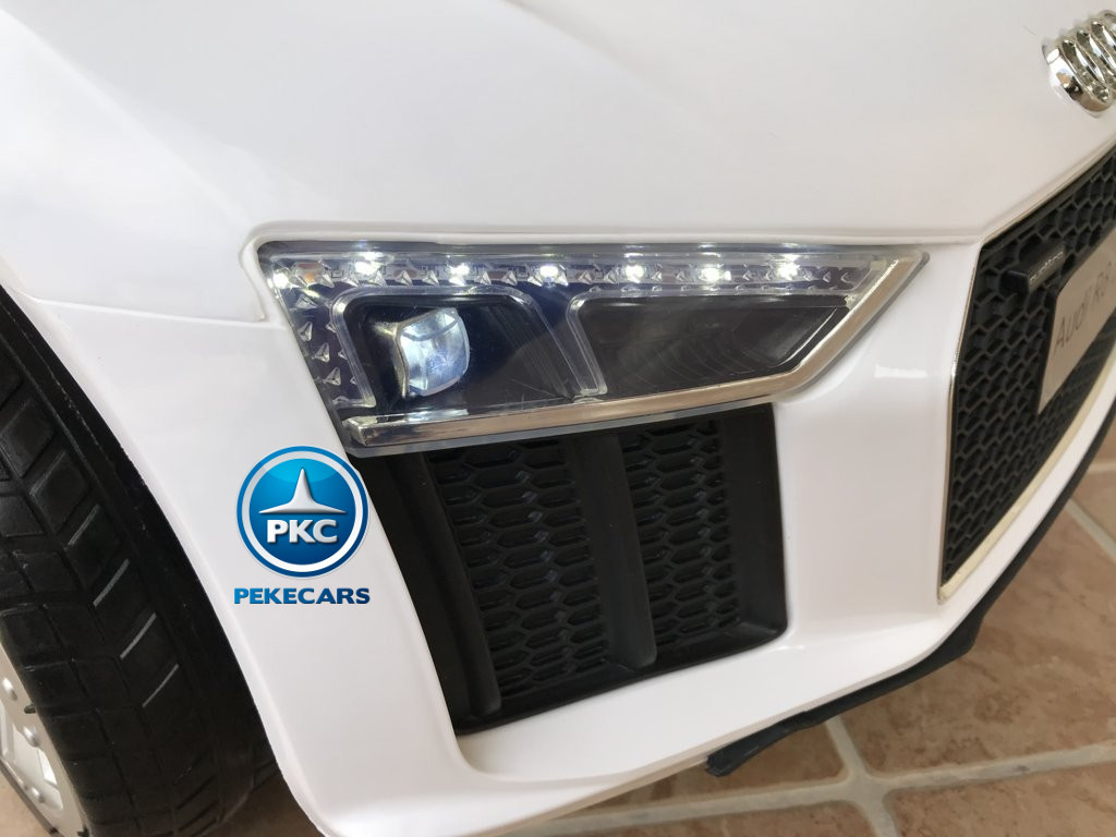 Coche electrico para niños Audi Little R8 Spyder Blanco luces led delanteras