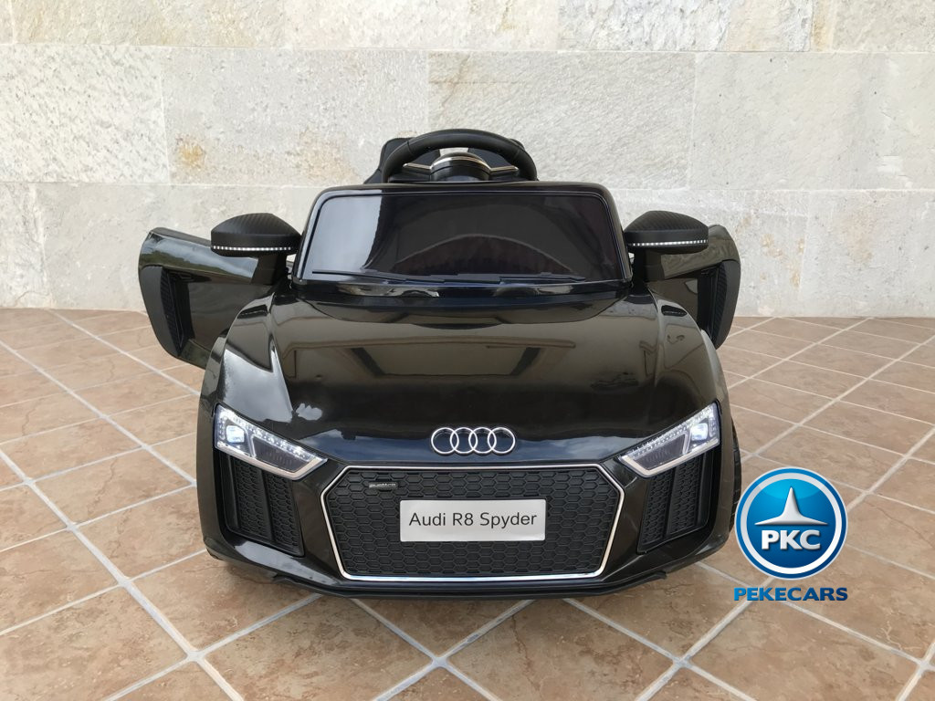 Coche electrico infantil Audi Little R8 Spyder Negro con vista frontal