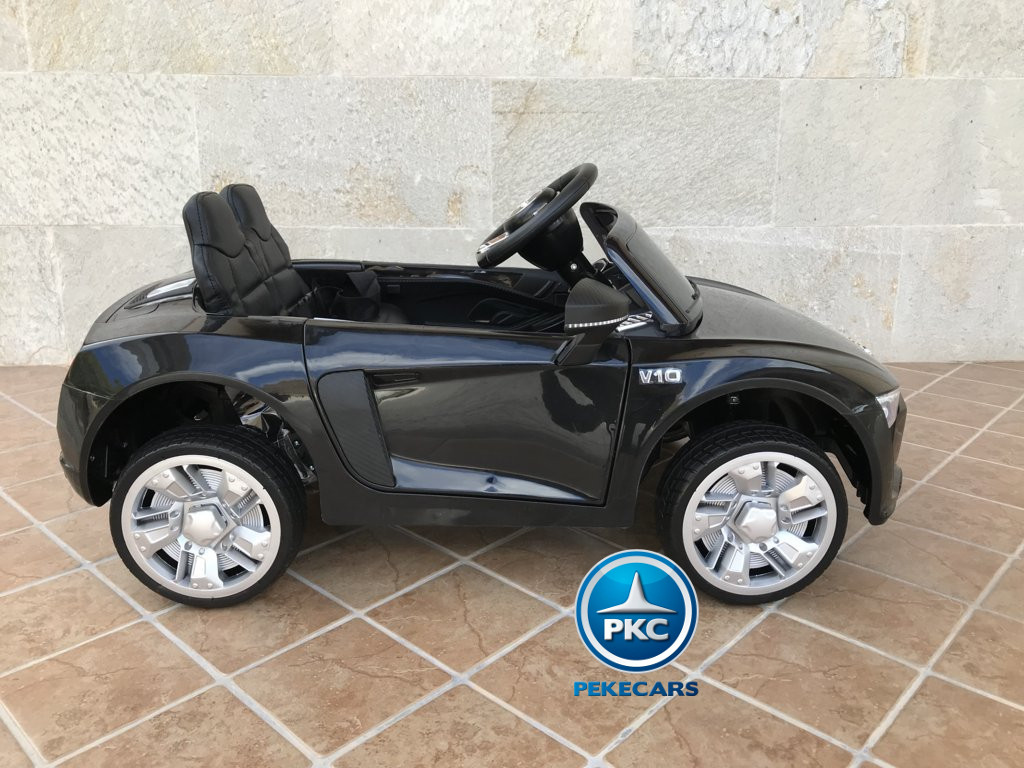 Coche electrico infantil Audi Little R8 Spyder Negro visto de lado