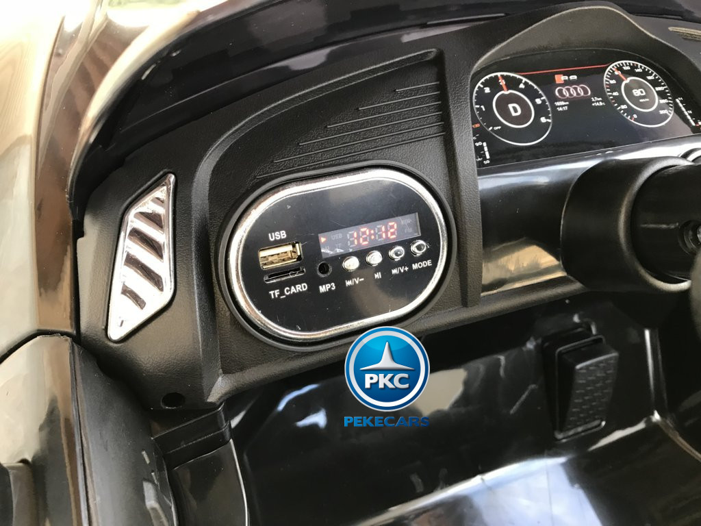 Coche electrico infantil Audi Little R8 Spyder Negro con voltimetro digital