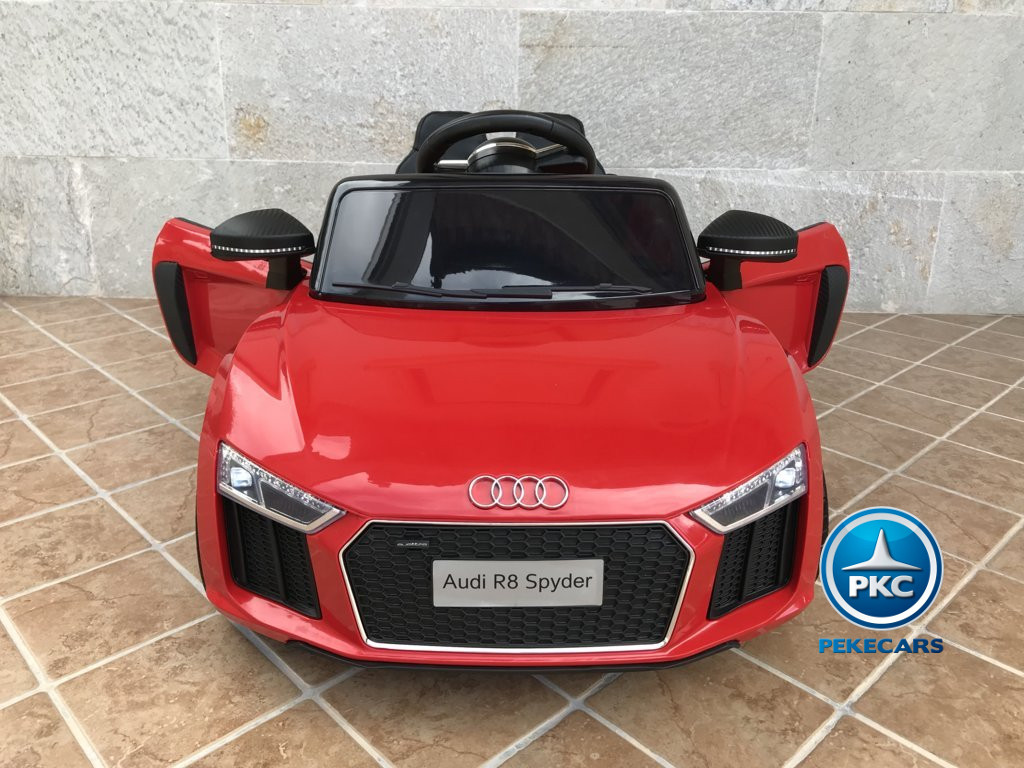 Coche electrico infantil Audi Little R8 Spyder Rojo con vista frontal