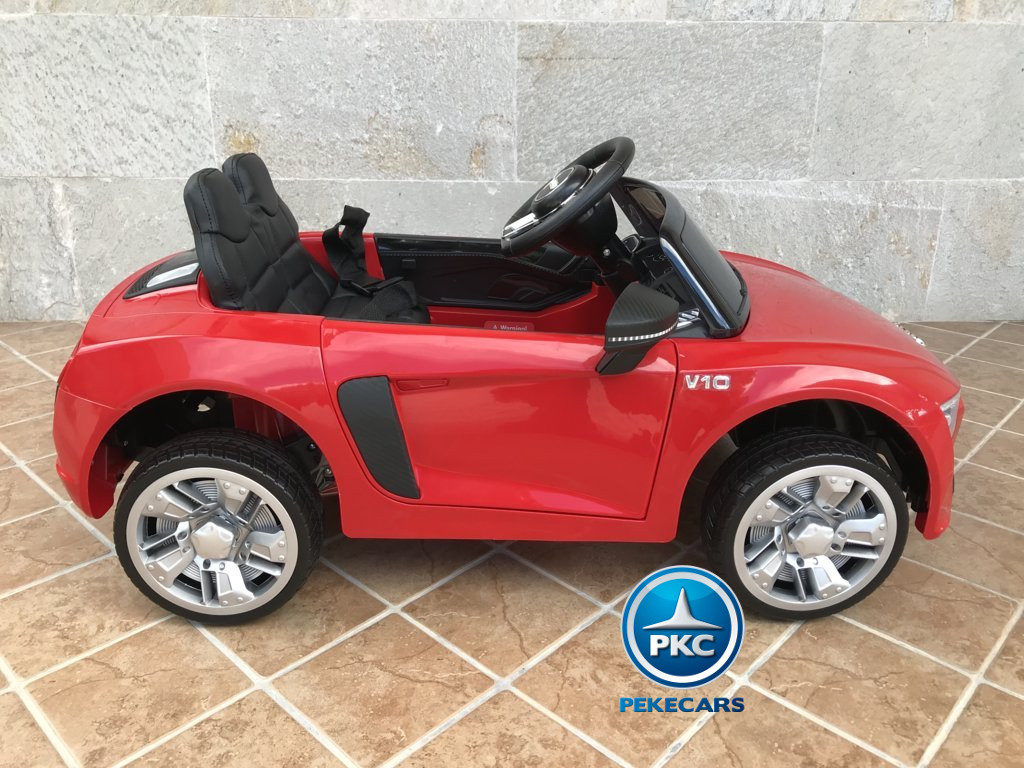 Coche electrico infantil Audi Little R8 Spyder Rojo visto de lado