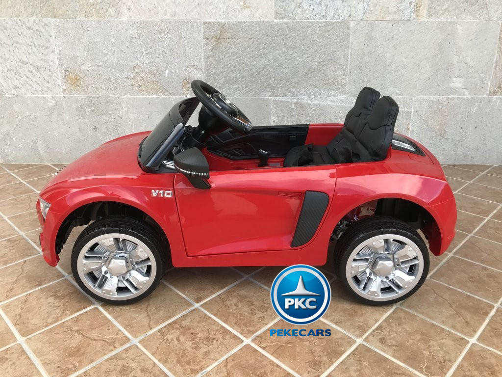 Coche electrico infantil Audi Little R8 Spyder Rojo vista lateral