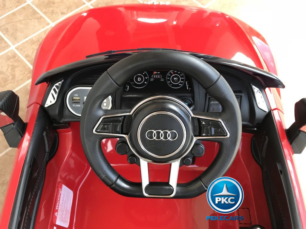 Coche electrico para niños Audi Little R8 Spyder Rojo volante con claxon y musica