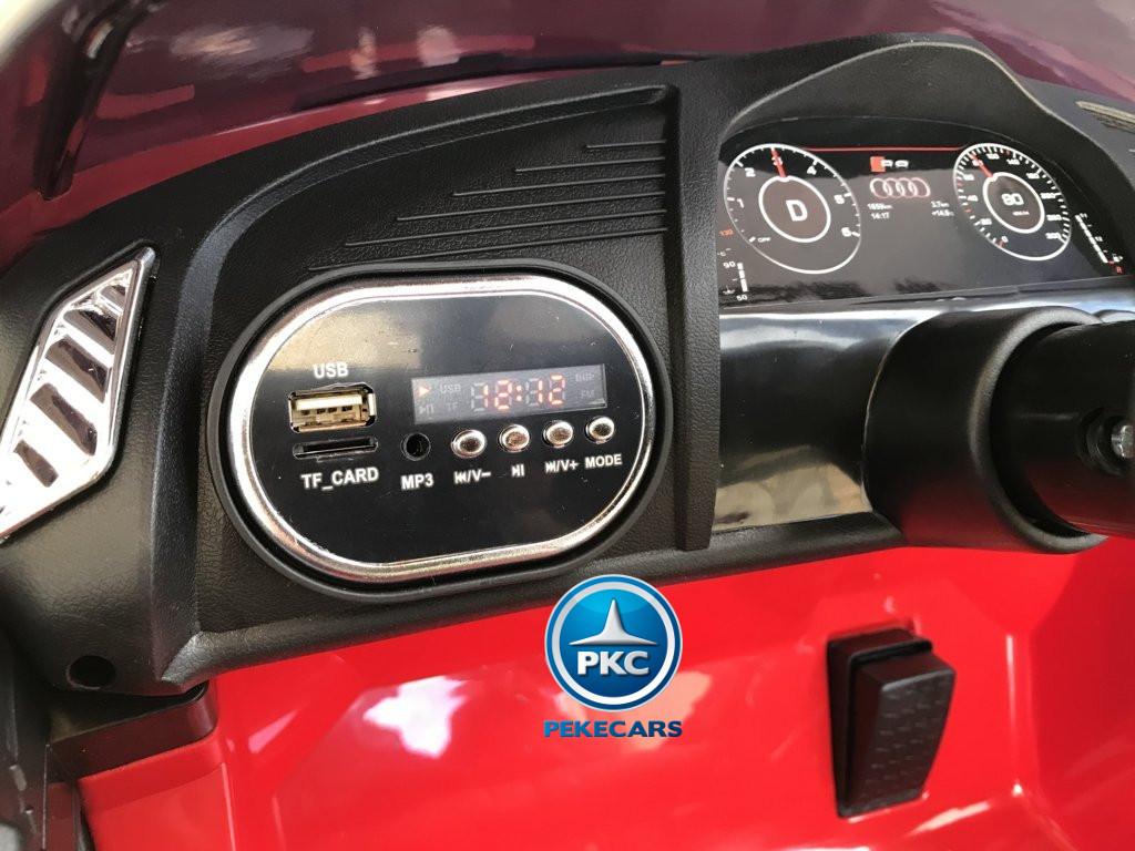 Coche electrico infantil Audi Little R8 Spyder Rojo con voltimetro digital