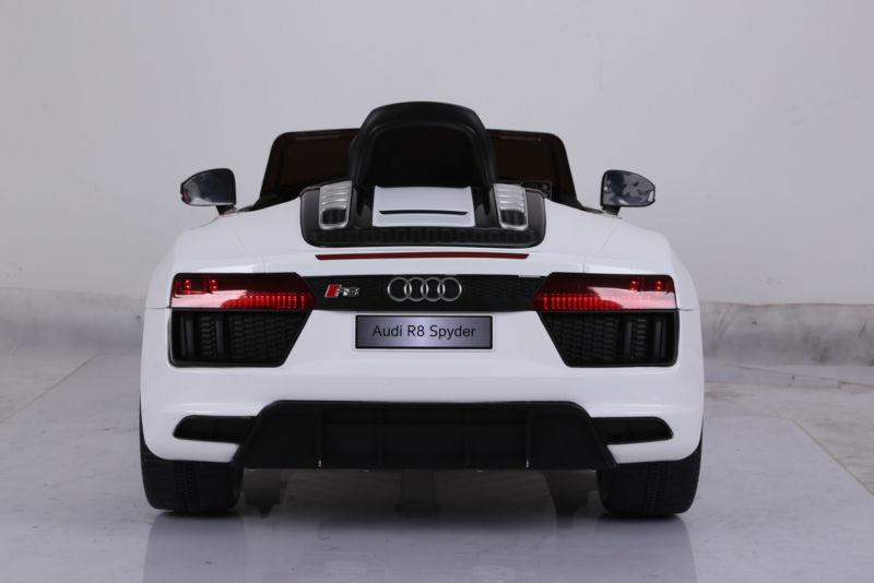 Coche electrico para niños Audi R8 Spyder Blanco vista trasera