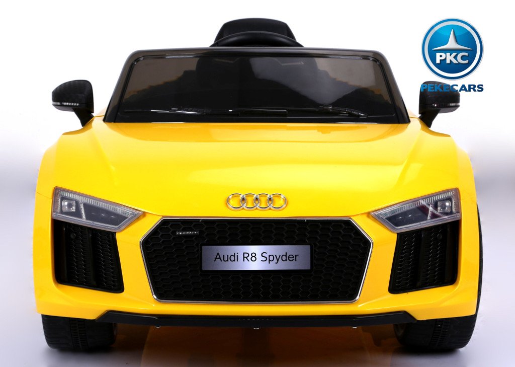 Coche electrico para niños Audi R8 Spyder amarillo con apertura de puertas