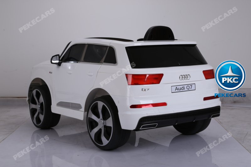 Coche electrico infantil Audi Q7 S-Line Blanco con luces traseras