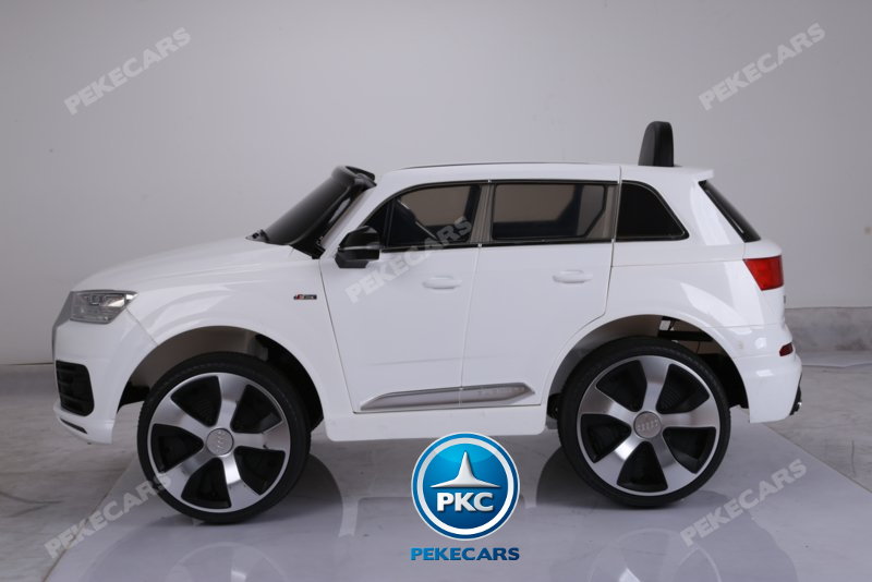 Coche electrico para niños Audi Q7 S-Line Blanco vista lateral