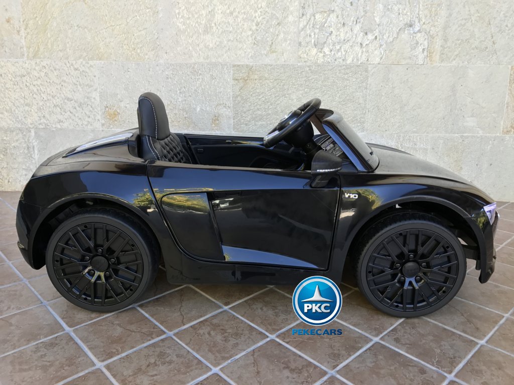 Coche eléctrico infantil Audi R8 Spyder Negro vista lateral