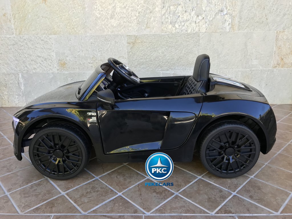 Coche electrico infantil Audi R8 Spyder Negro visto de lado