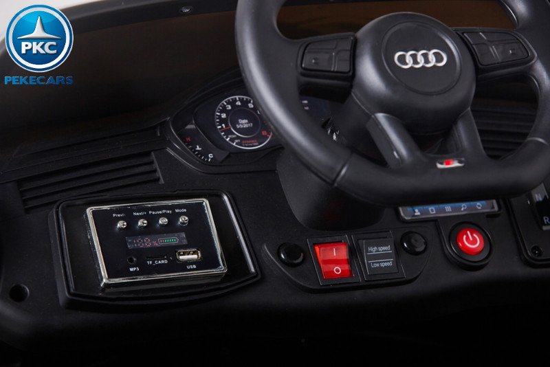 Coche electrico para niños Audi S5 Cabrio 12V Negro Metalizado salpicadero con conexion USB