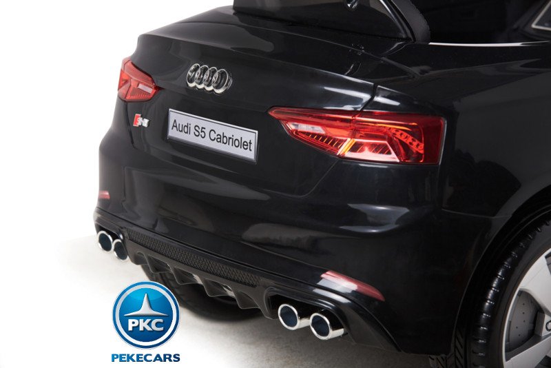 Coche electrico para niños Audi S5 Cabrio 12V Negro Metalizado con luces traseras